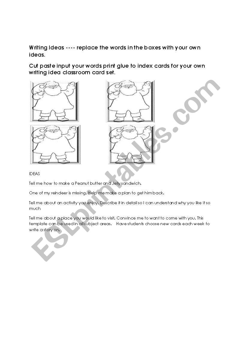 Santa cards creative writing worksheet