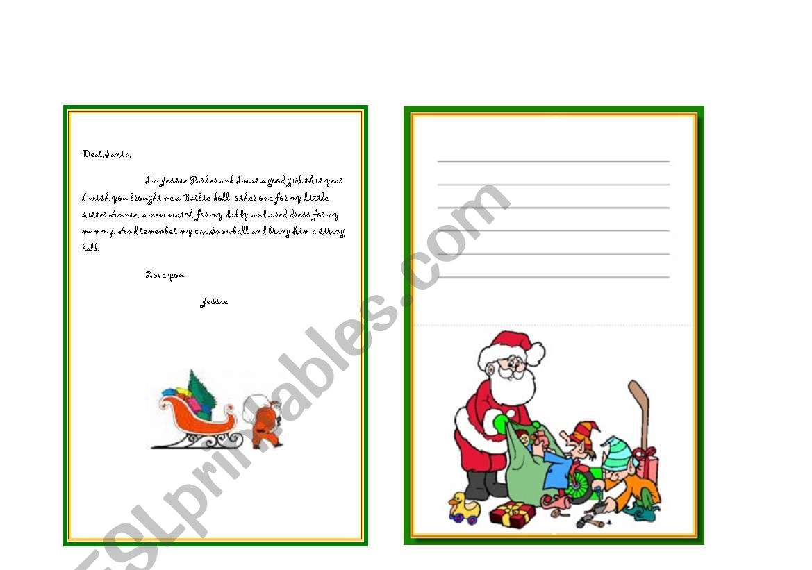 CHRISTMAS GIFTS LETTERS FOR SANTA CLAUS