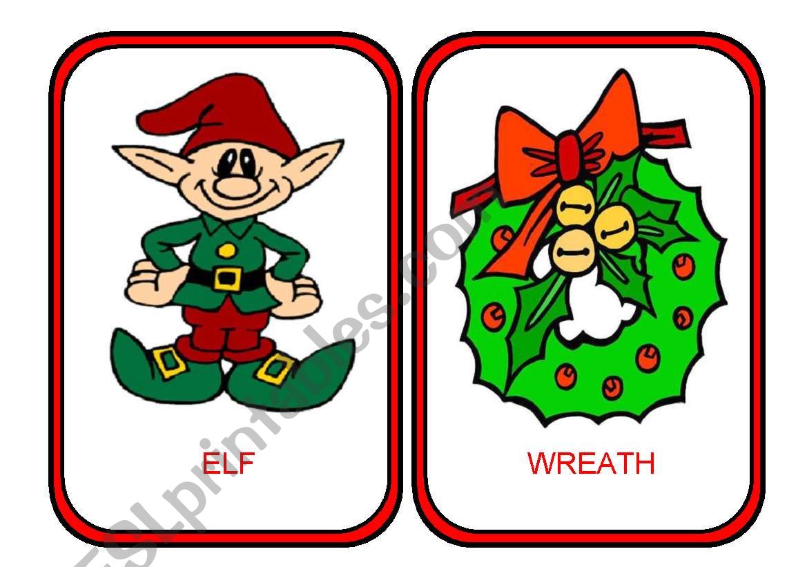 XMAS FLASHCARDS - coloured flashcards 1/2