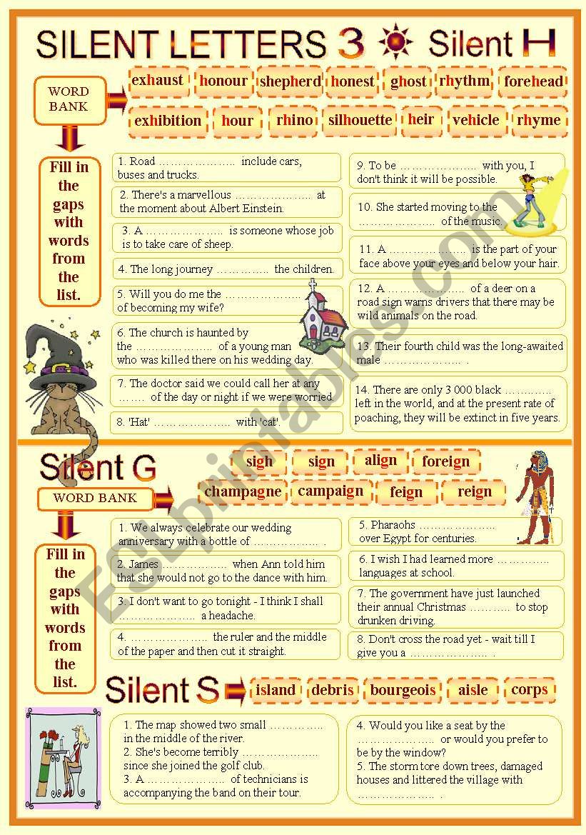 SILENT LETTERS 3 worksheet