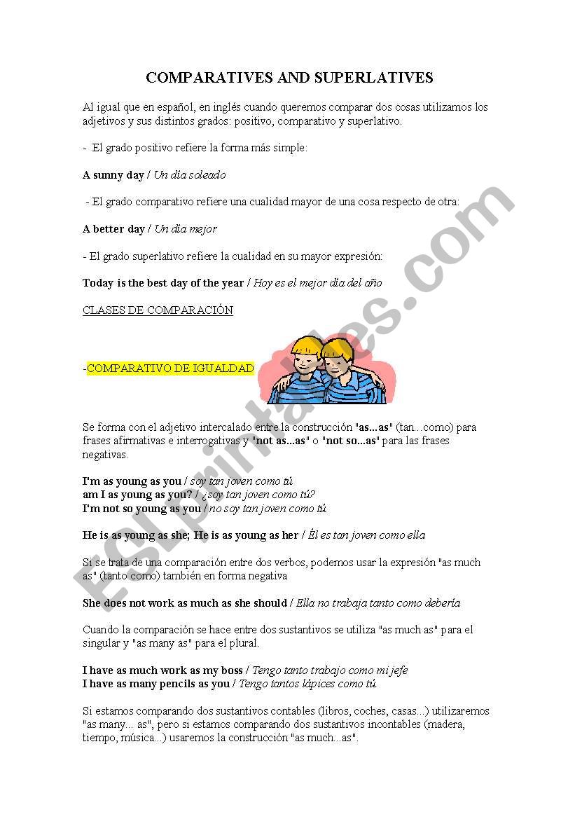 Comparatives and Superlatives worksheet