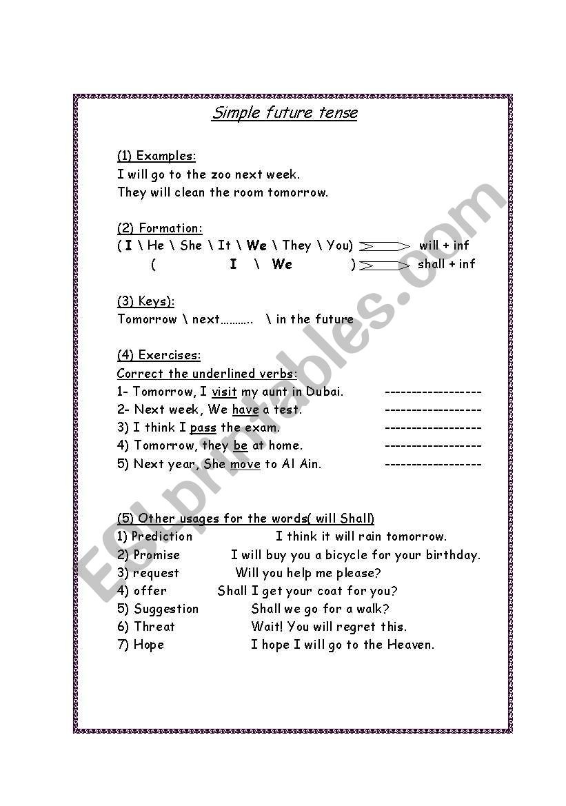 Simple future tense worksheet