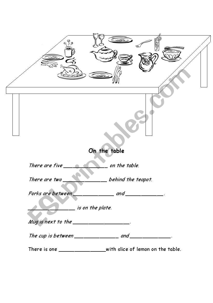 on the table worksheet