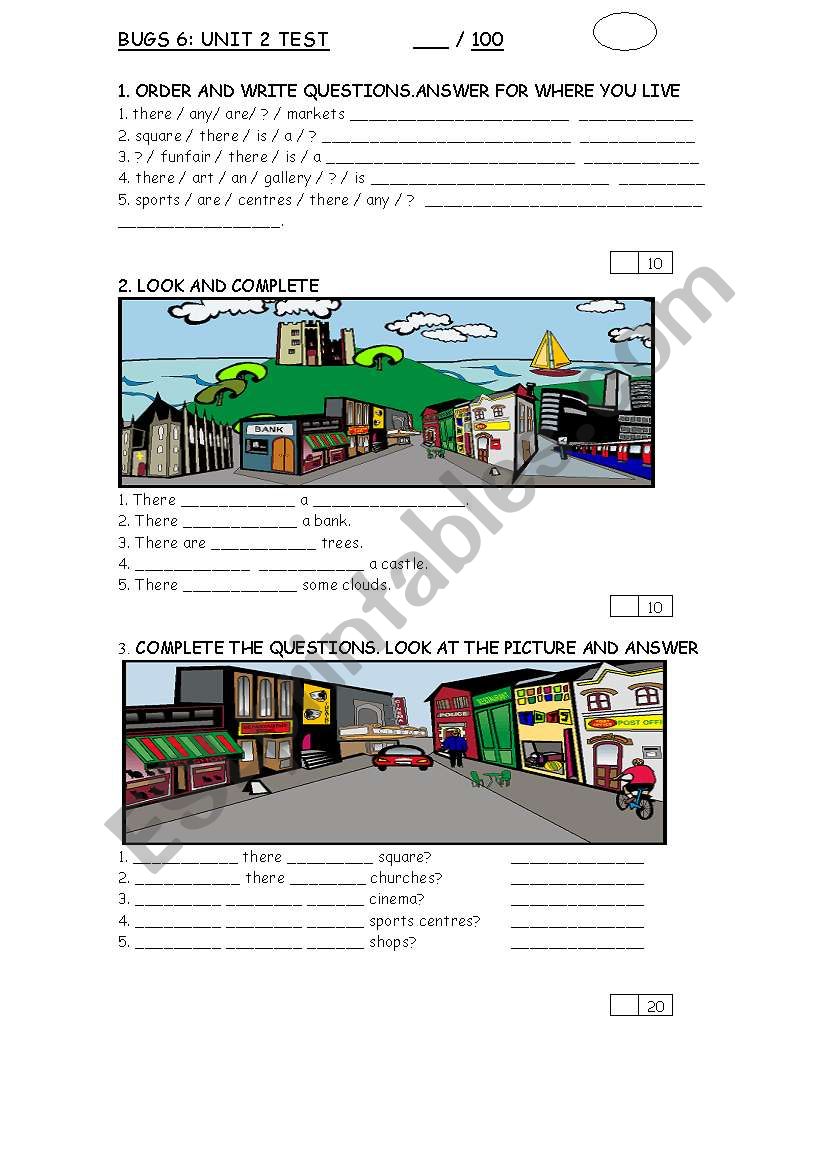 PLACES IN TOWN worksheet