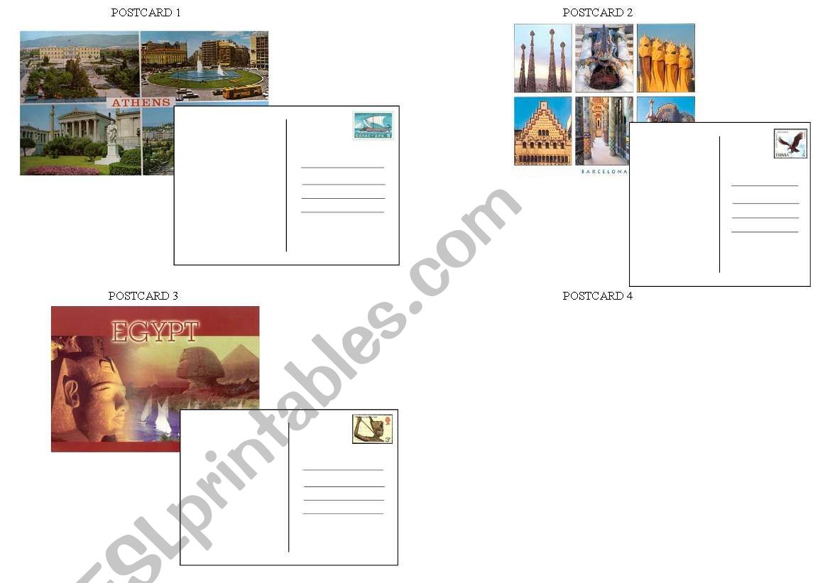postcards part 1 worksheet