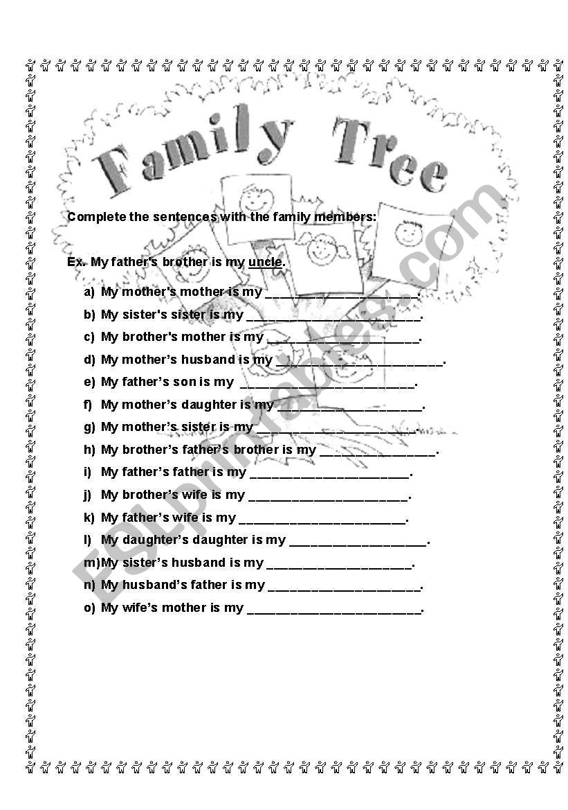 Family tree worksheet