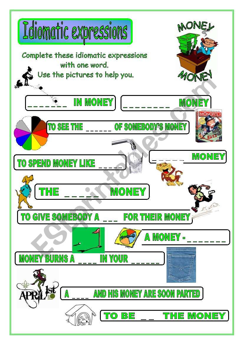 Idiomatic expressions - MONEY - (part 2 / 2) 