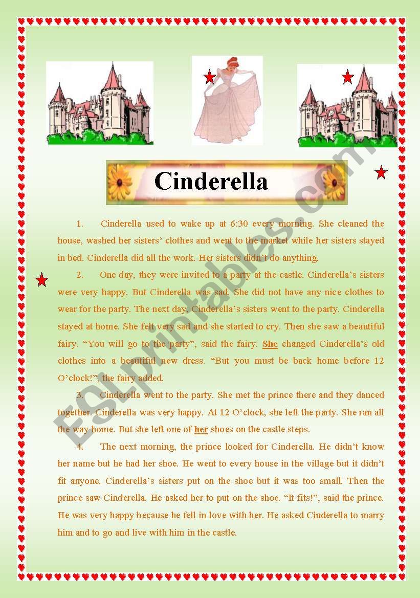 Cindrella worksheet