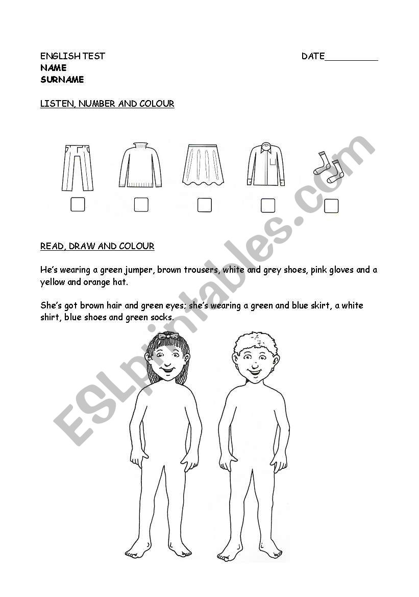 clothes worksheet