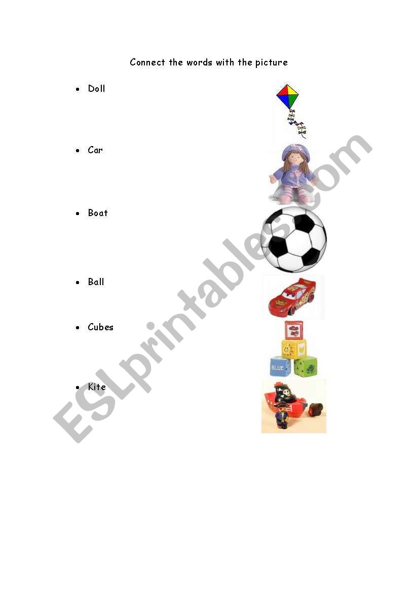 Connect the toys worksheet
