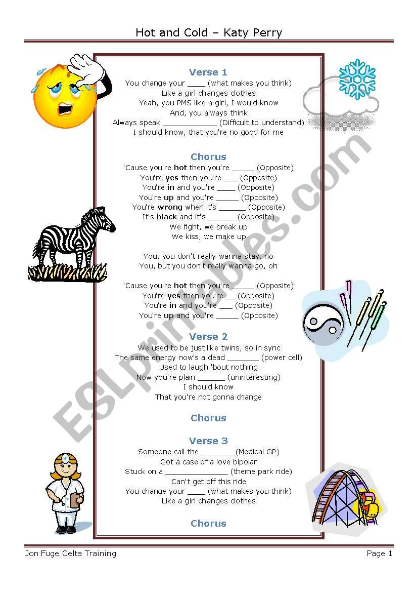 Hot and Cold missing word from lyrics by Katy Perry