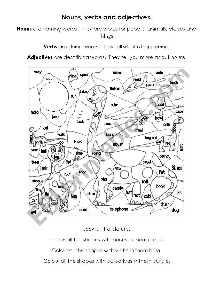Colour By Noun Verb And Adjective ESL Worksheet By Cherryllama