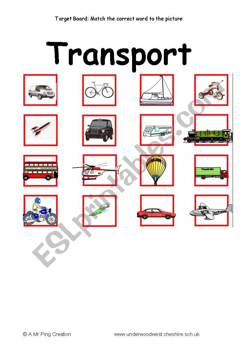 Transport / Vehicles Target Board Activity