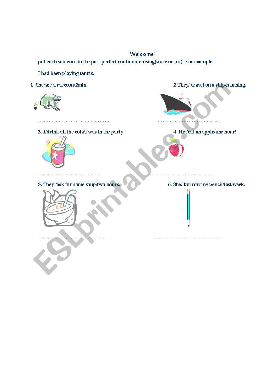 past perfect continuous worksheet