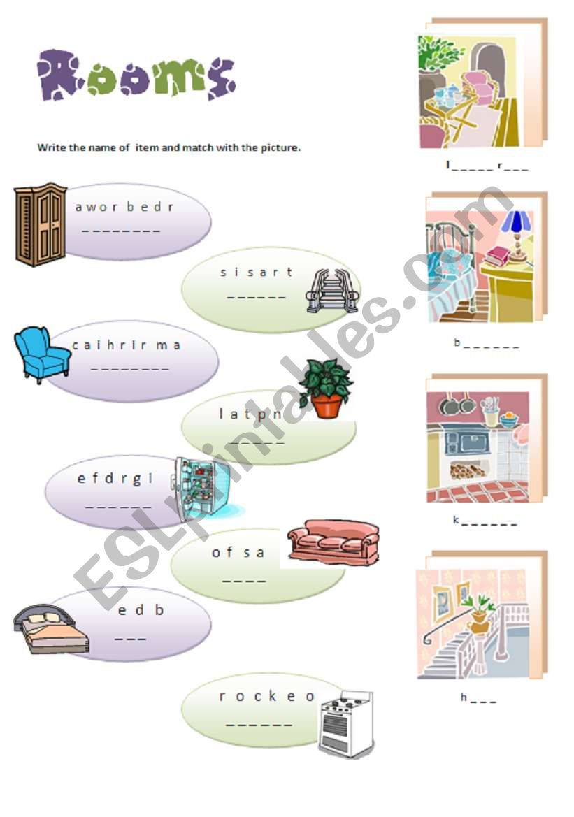 Rooms worksheet