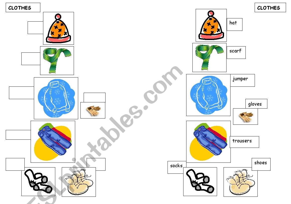 Clothes winter worksheet