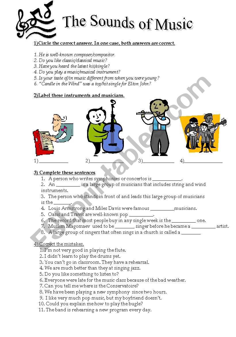 the sounds of music worksheet