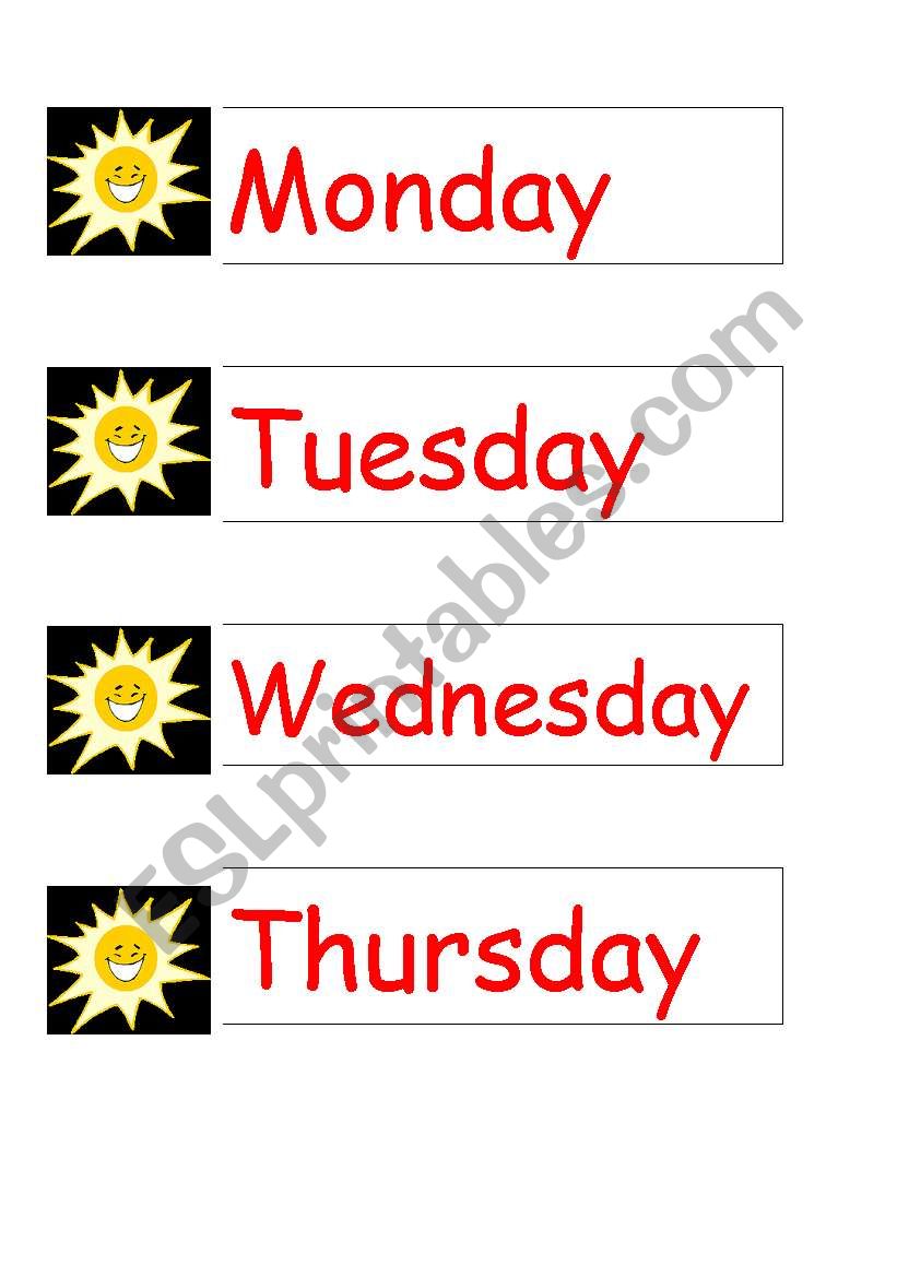 Days of the week worksheet