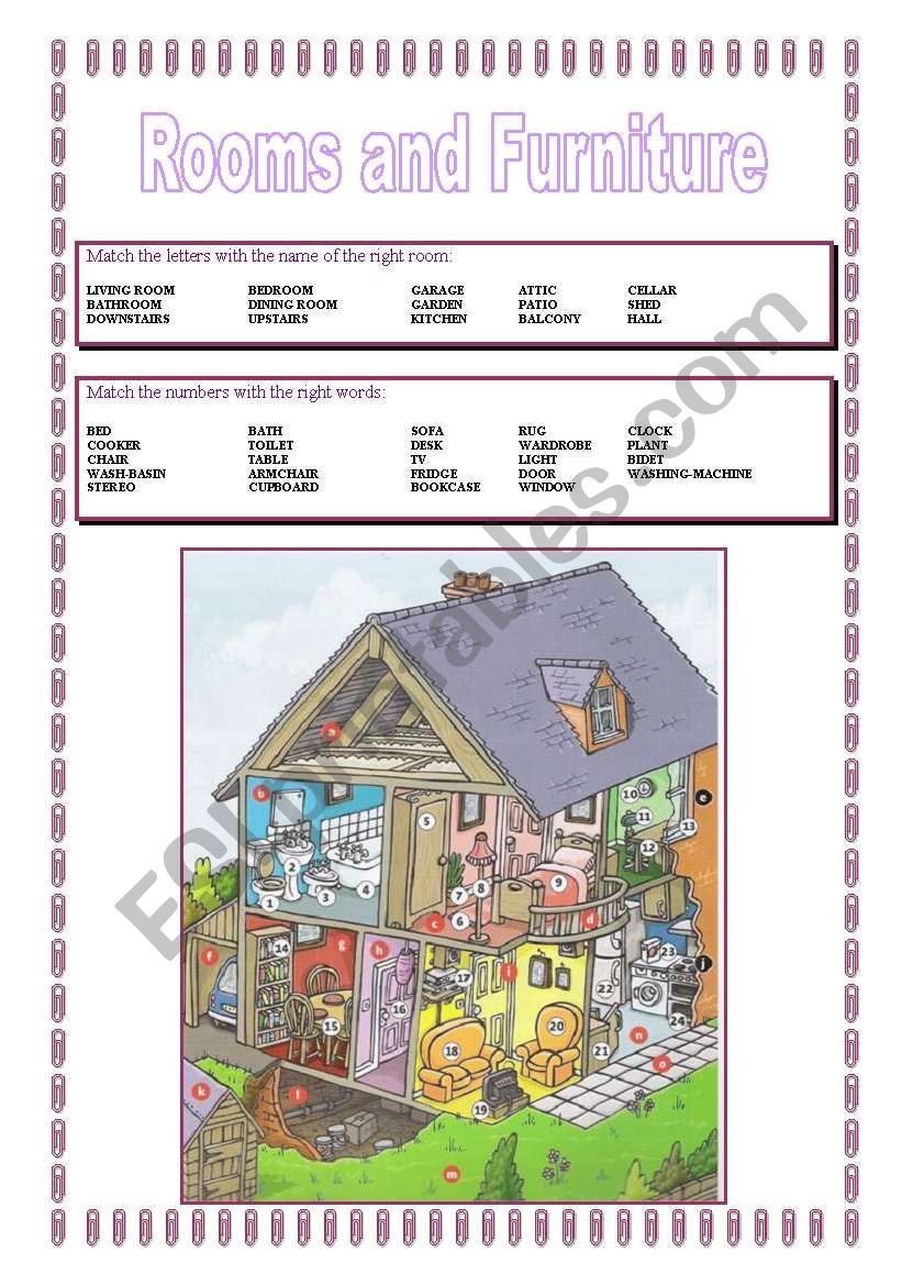 Rooms and Furniture worksheet