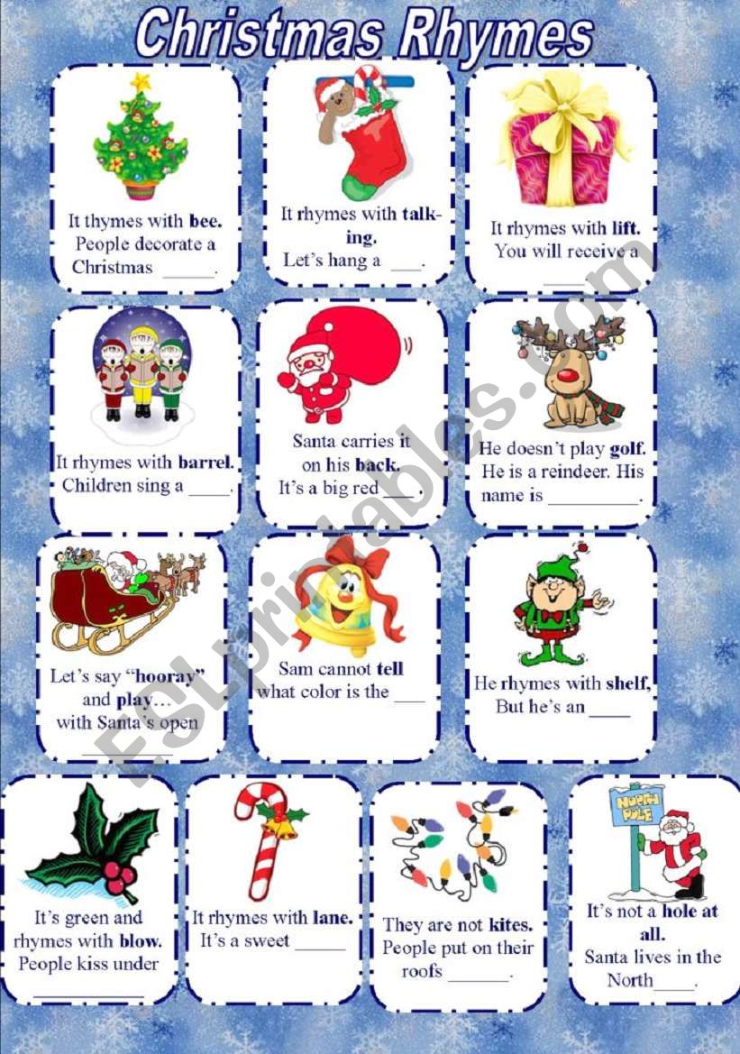 Christmas Rhymes  worksheet