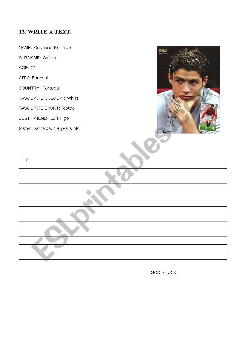 Cristiano Ronaldo worksheet