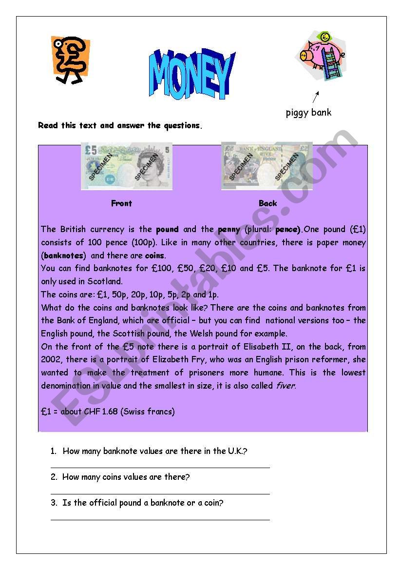 money worksheet