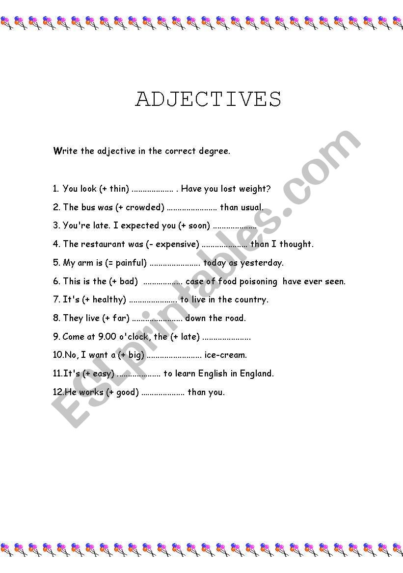 Adjectives worksheet