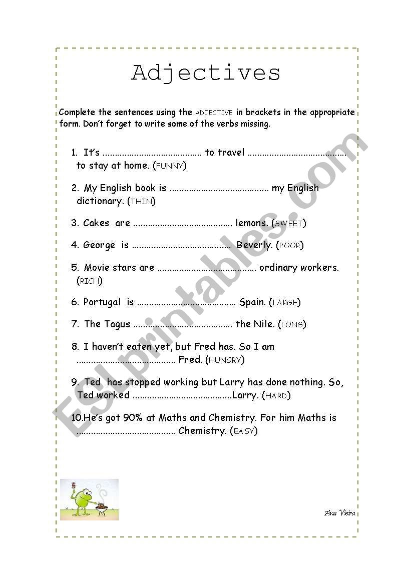 Adjectives worksheet