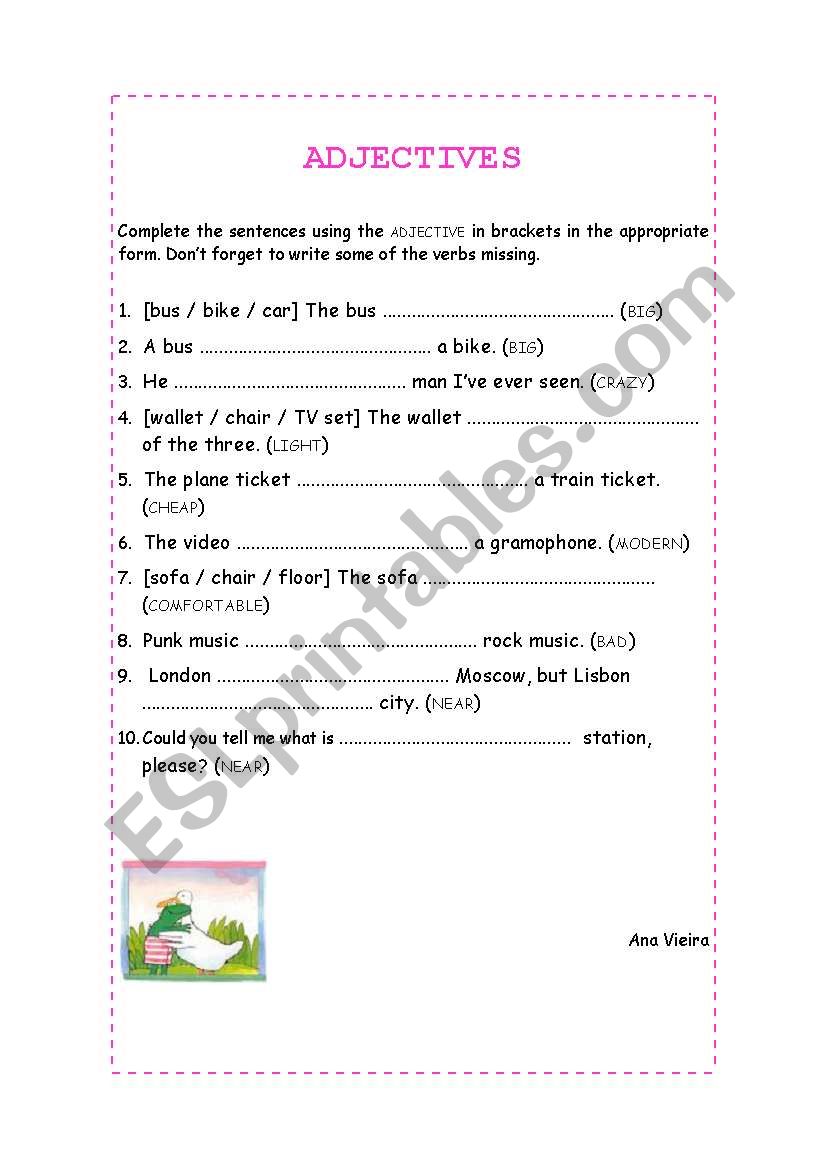 Adjectives worksheet