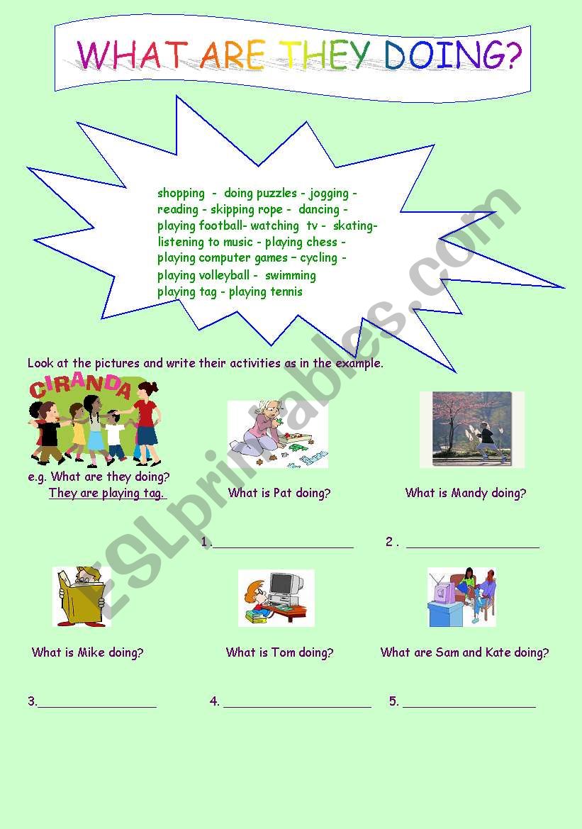 PRESENT CONTINOUS TENSE worksheet