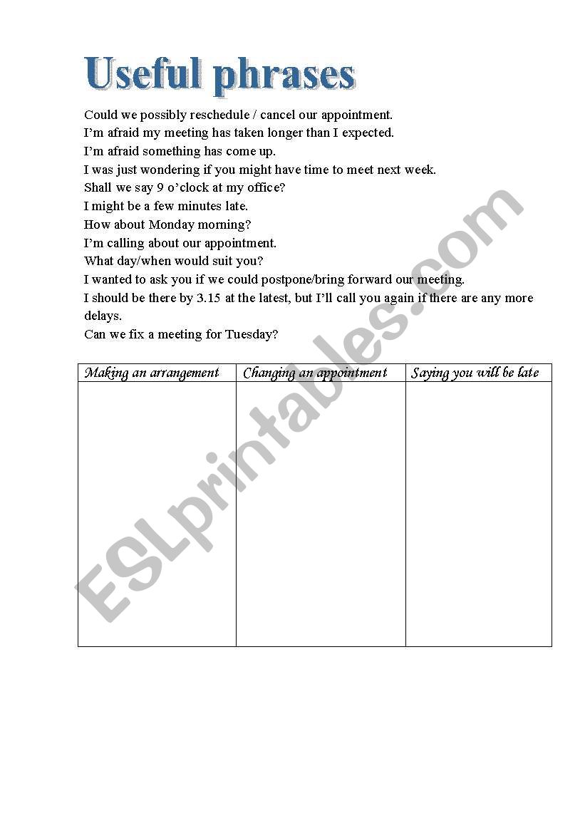 telephoning worksheet