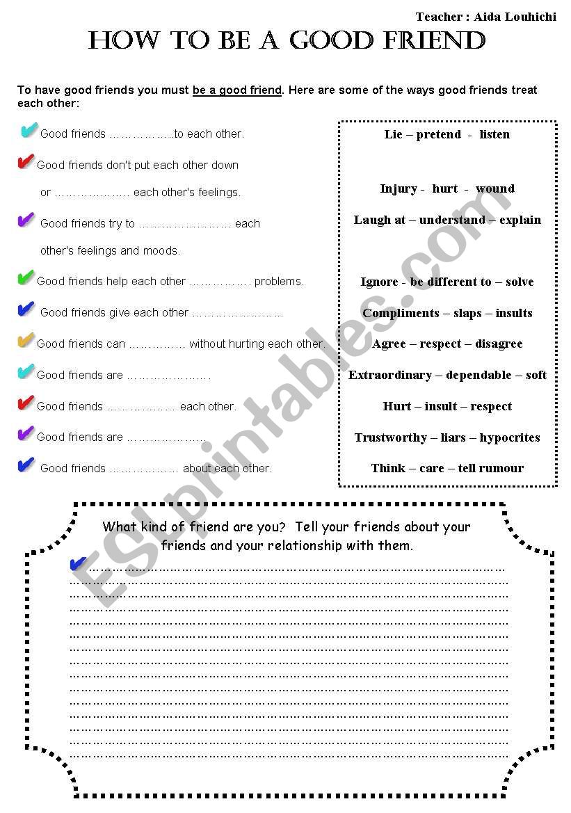 Friends worksheet