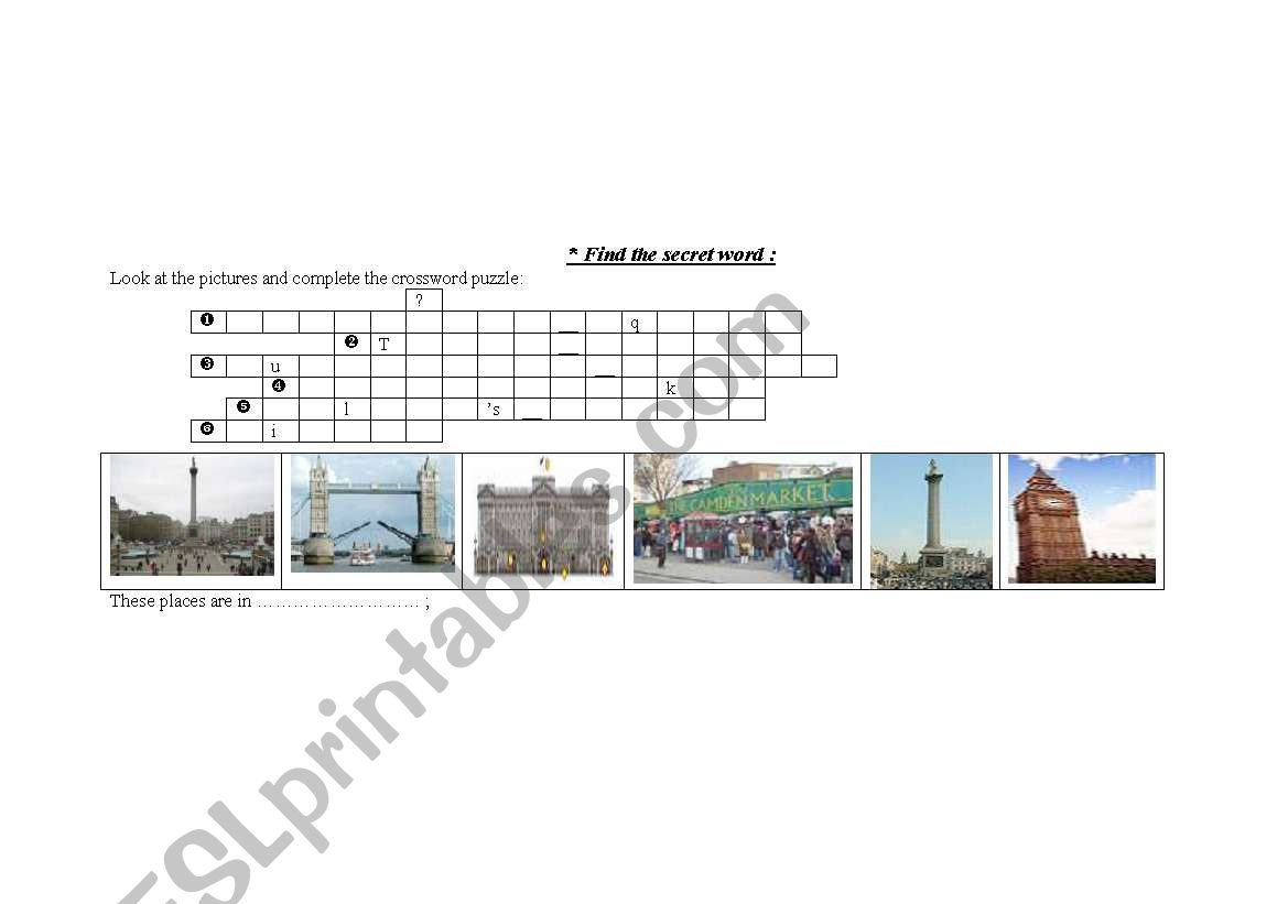 london crossword worksheet