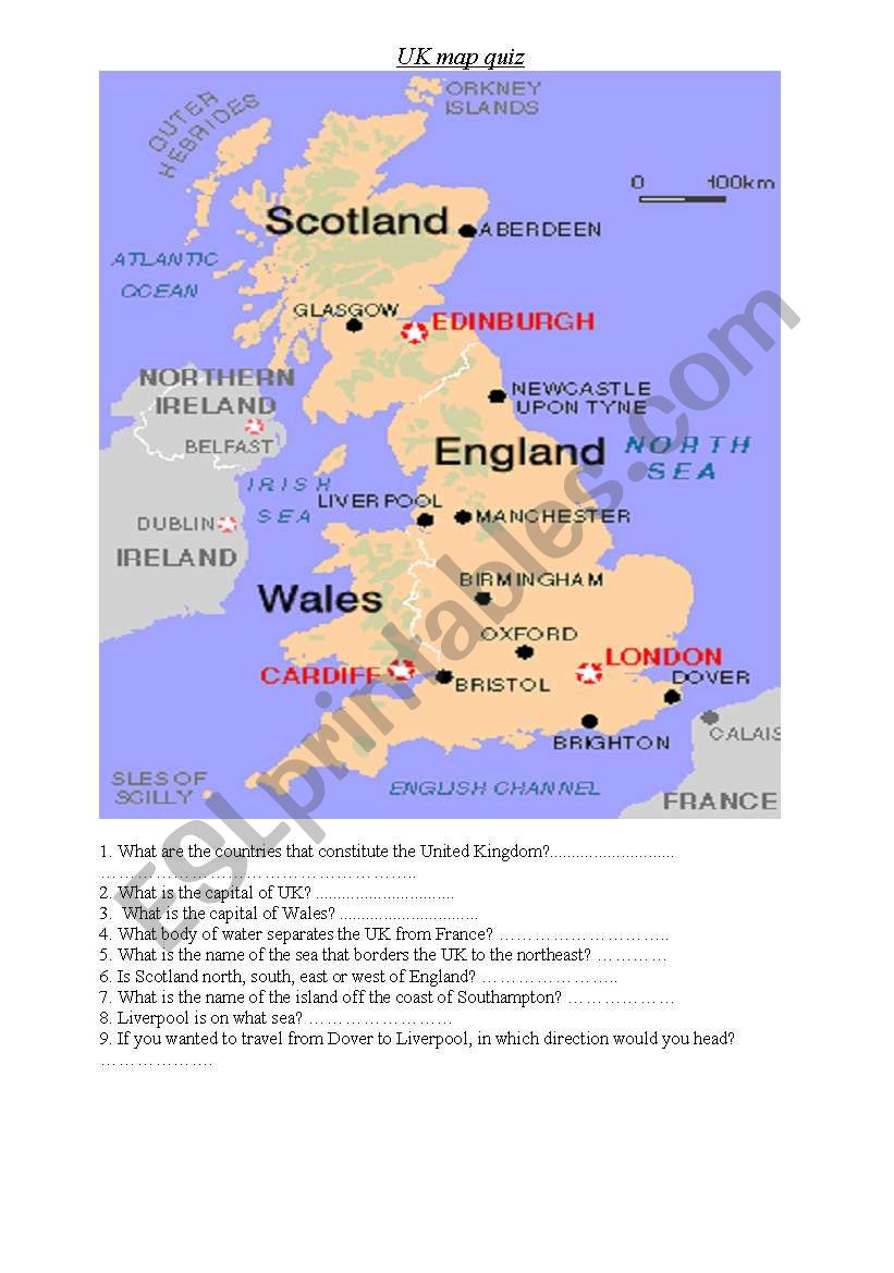 uk map quiz worksheet