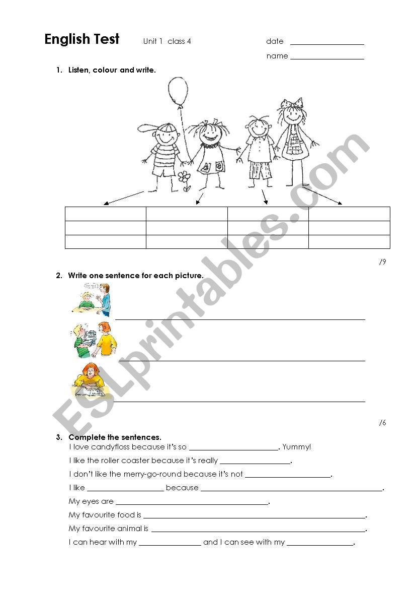 test yw Unit 1 worksheet