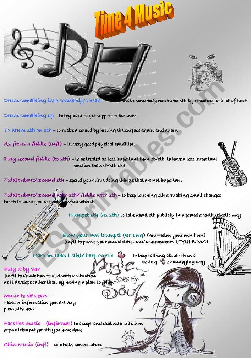 Music - idioms, phrases worksheet