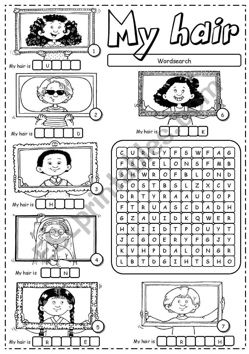 My hair worksheet