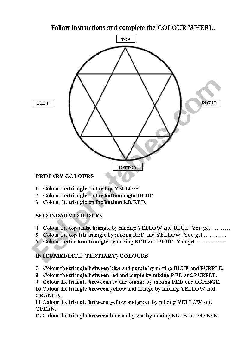 Color Wheel worksheet