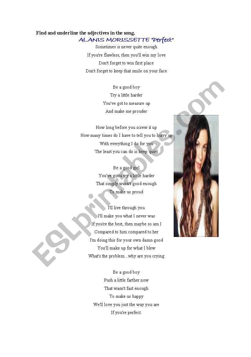Perfect, by Alanis Morrisette worksheet