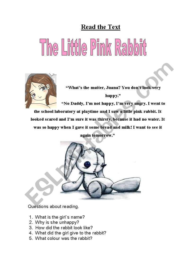 The little pink rabbit worksheet