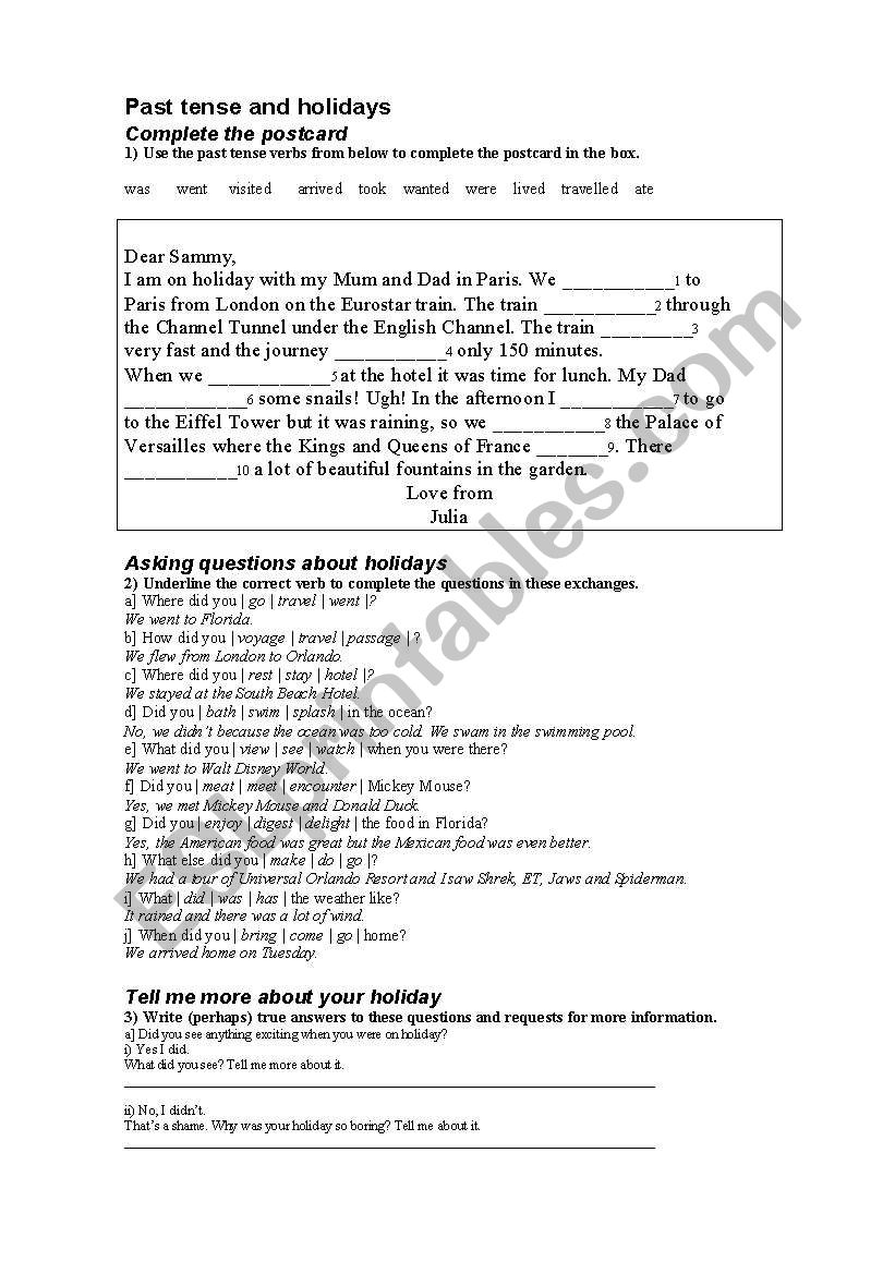 Worsheet to use Past tense worksheet