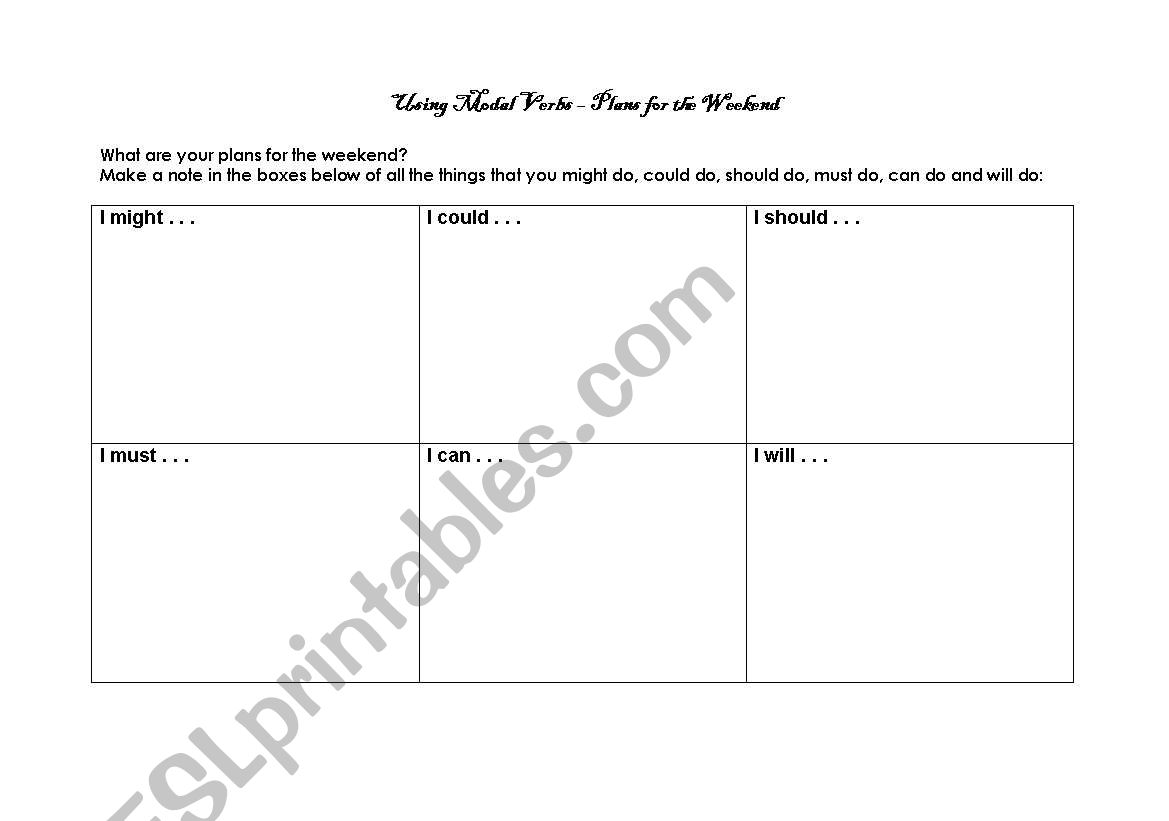 modal writing activiety worksheet