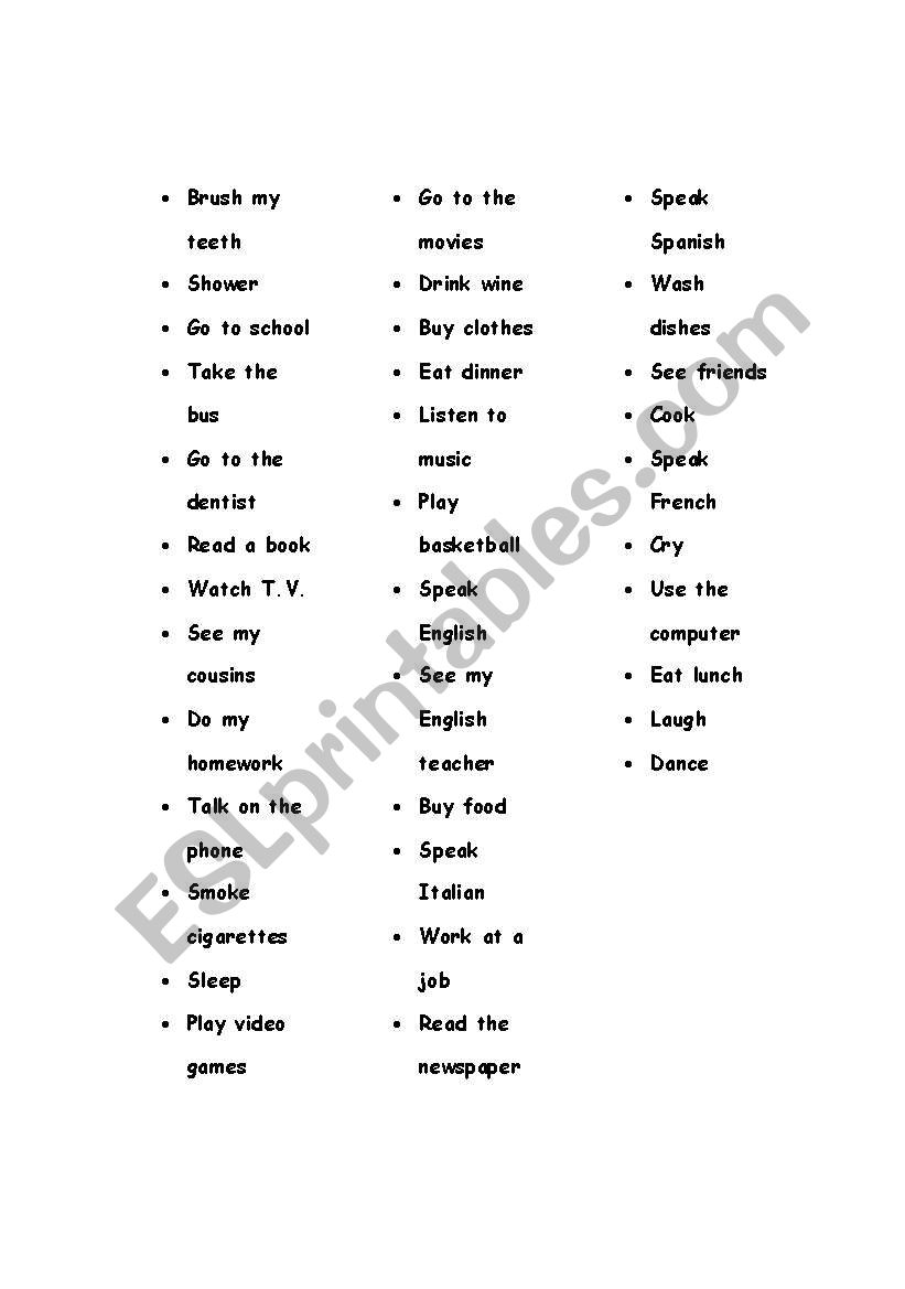 USING ADVERBS OF FREQUENCY worksheet