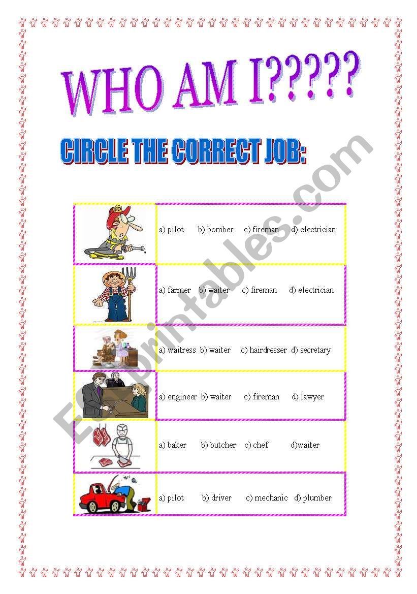 WHO AM I???? ( 4 pages ) worksheet