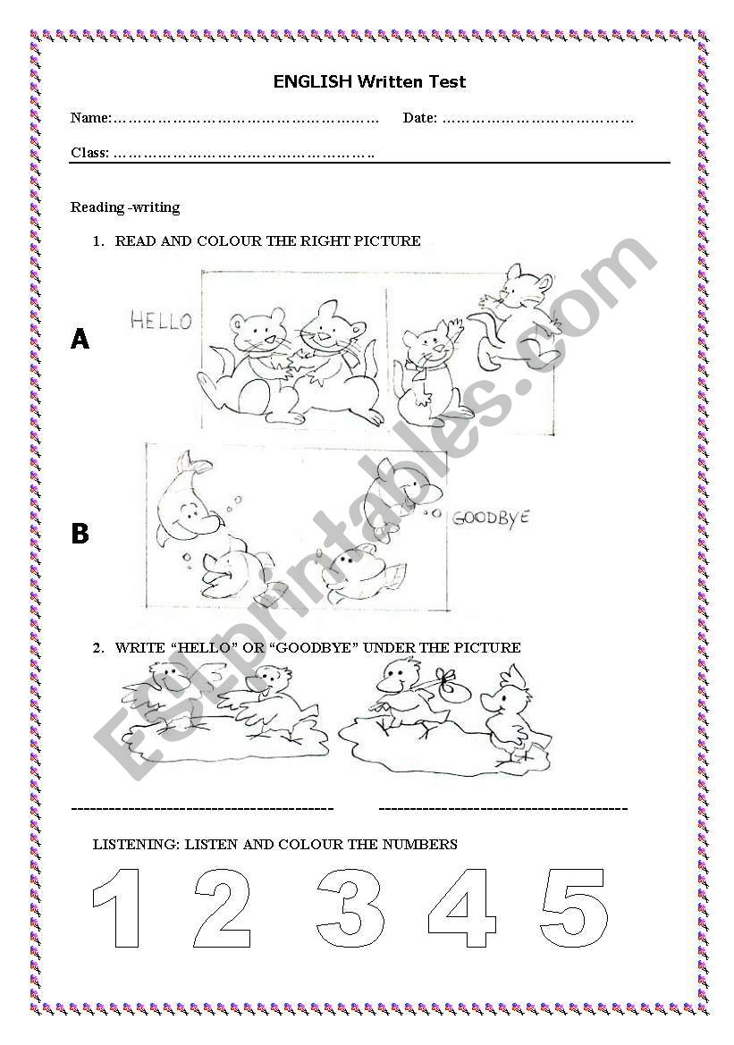 WrittenTest worksheet