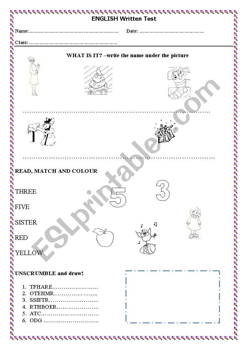 Written test2 worksheet