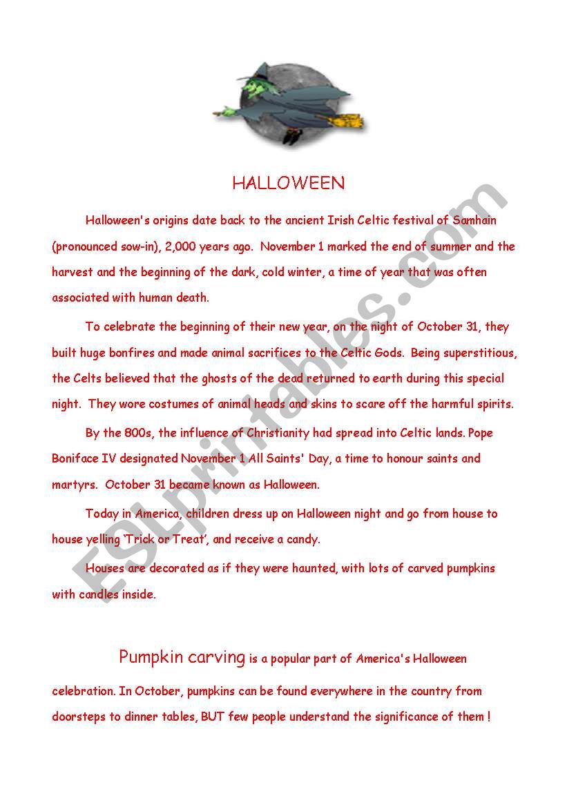 Halloween worksheet