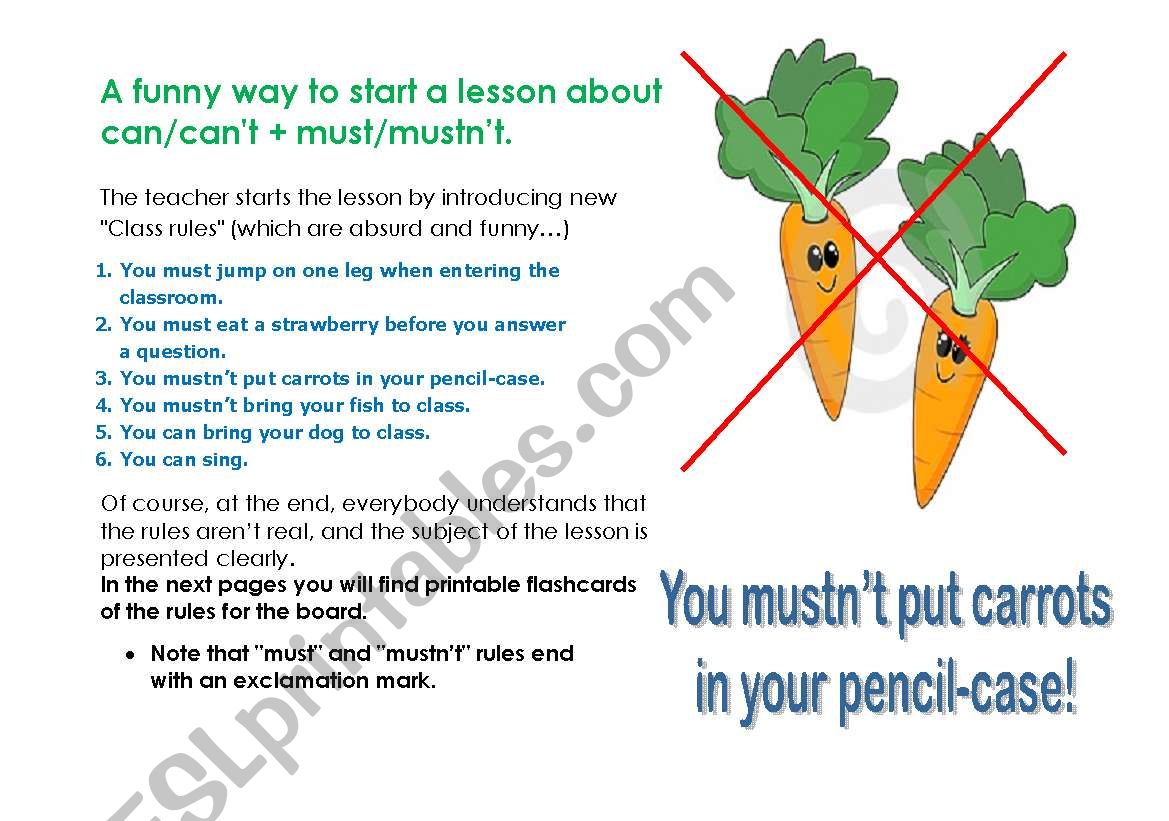 A funny way to start a lesson about can cant and must mustnt :-)