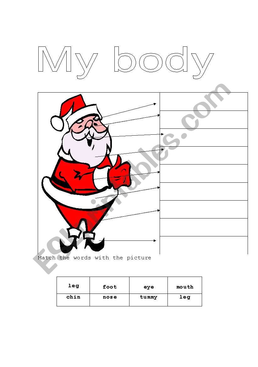 Santas body worksheet