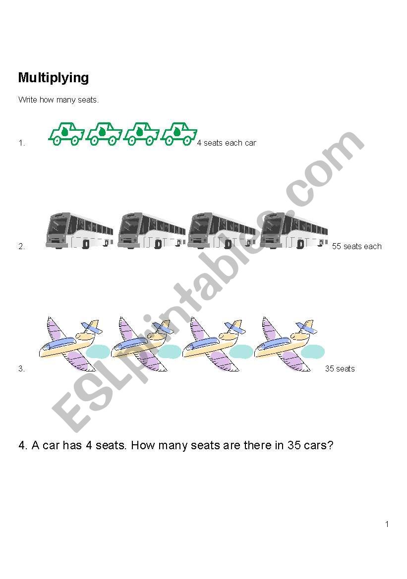 multiplying  worksheet